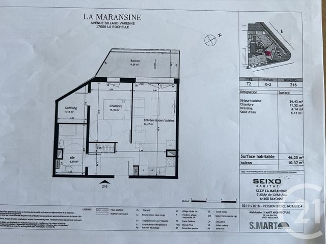 Appartement T2 à vendre - 2 pièces - 45.0 m2 - LA ROCHELLE - 17 - POITOU-CHARENTES - Century 21 Agence Du Centre Ville